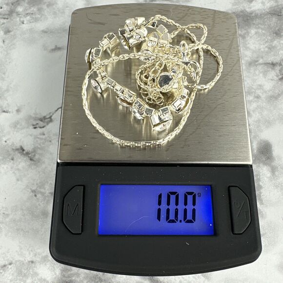 Vintage Art Deco Style Cubic Zirconia Crystal Rhinestone Cocktail Necklace - Picture 8 of 8